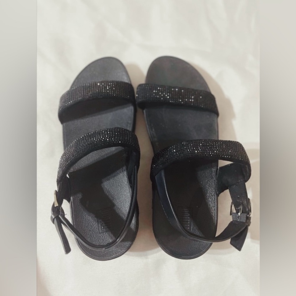 Fitflop black sparkle sandals Sz 8